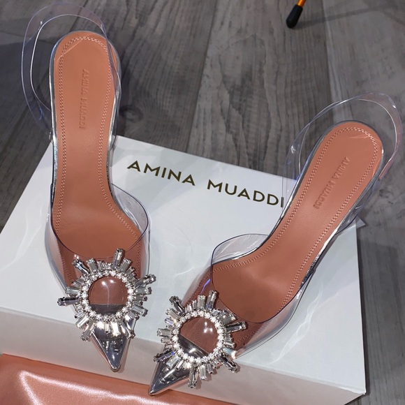 Amina Muaddi Shoes - 🤍AMINA MUADDI CRYSTAL PVC HEELS 38 BNIB🤍
